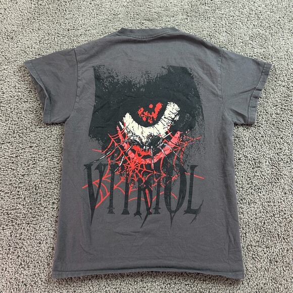 Zumiez Vitriol Shirt Mens Small Gray Black Spider Web Tarantula Short Sleeve - Picture 1 of 12